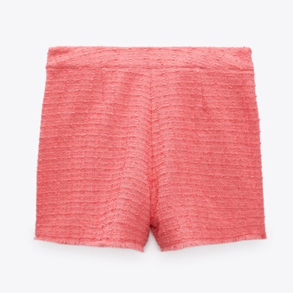 Zara retro coral pink boucle textured mini skort made in Europe NWT - Picture 2 of 10
